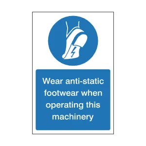 Wear Anti-Static Footwear When Operating Machinery Sign