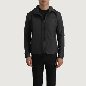 Wesley Black Hooded Windbreaker Jacket