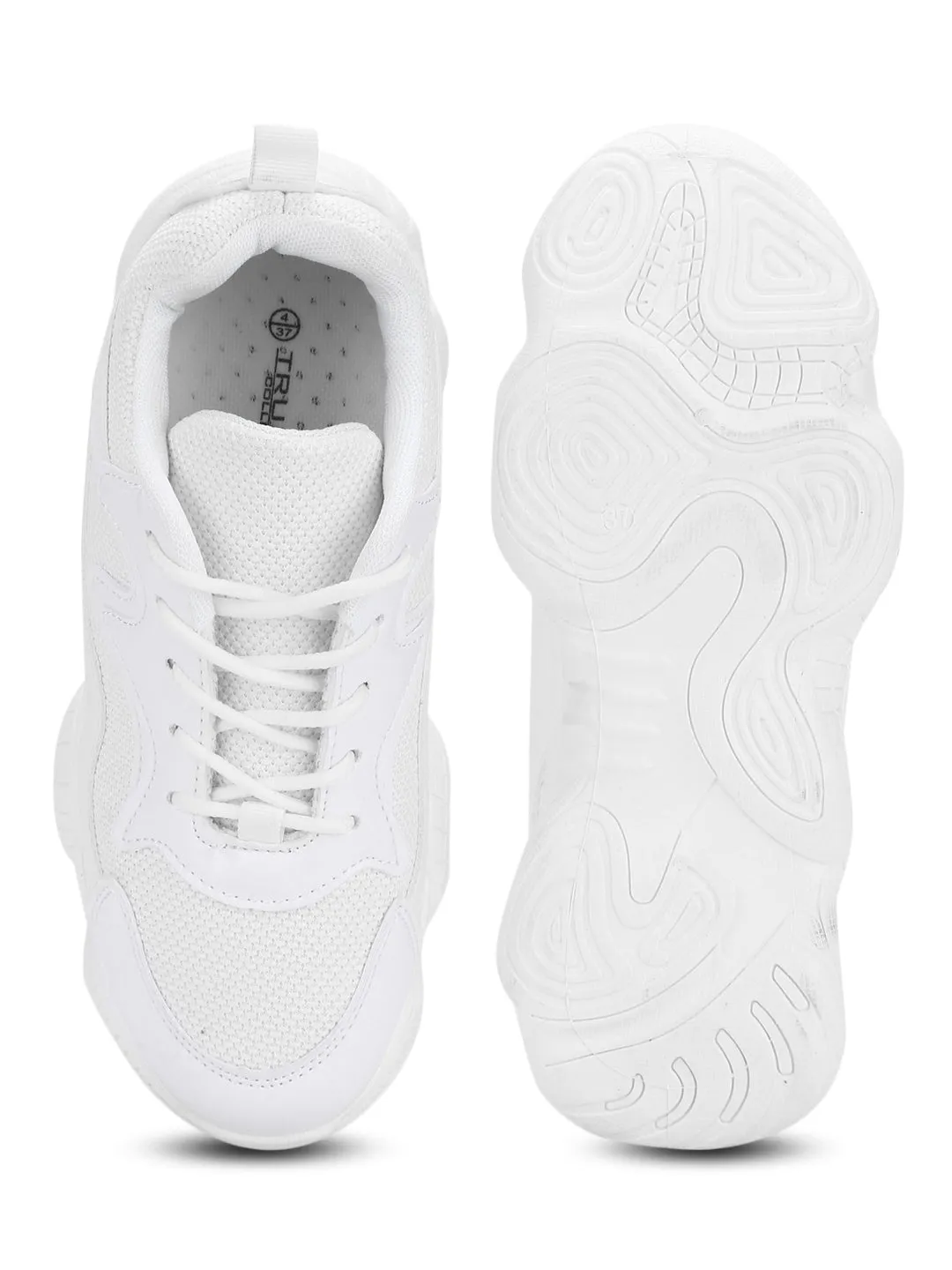 White PU Lace-Up Chunky Sneakers