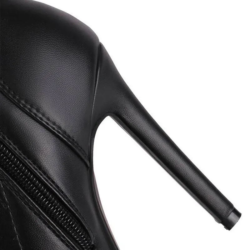 Women's 7cm/9cm/10.5cm Heel Leatherette Jazz Shoes Rubber Sole Open Toe Dance Boots