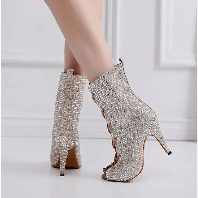 Women's PU Leather 8.5cm Heel Dance Boots Heels Dance Jazz Dance Shoes