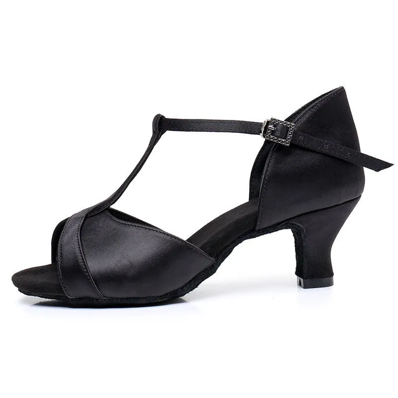 Women's Satin 5.5cm/7.5cm Heel Ankle Strap Latin Dance Shoes Ballroom Dance Shoes