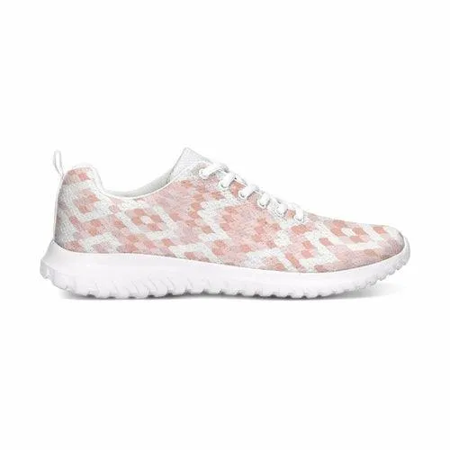 Womens Sneakers, Pink & White Low Top Canvas Running Shoes