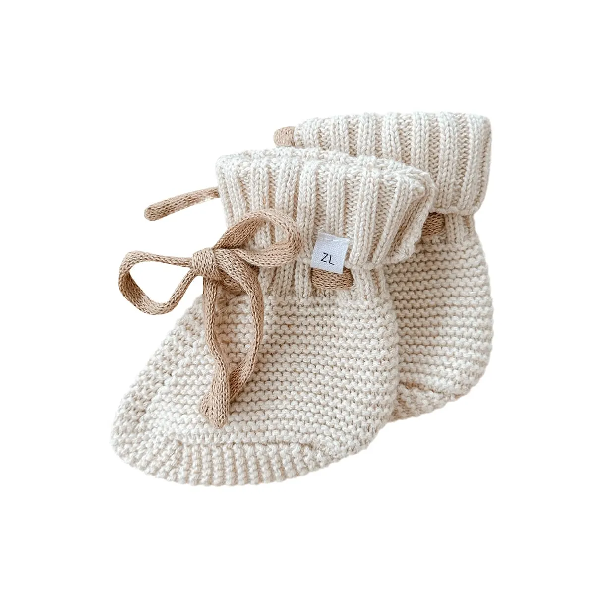 Ziggy Lou Knit Booties - Biscotti Fleck